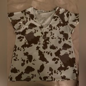 Cowprint ruffled sleeve shirt size small!